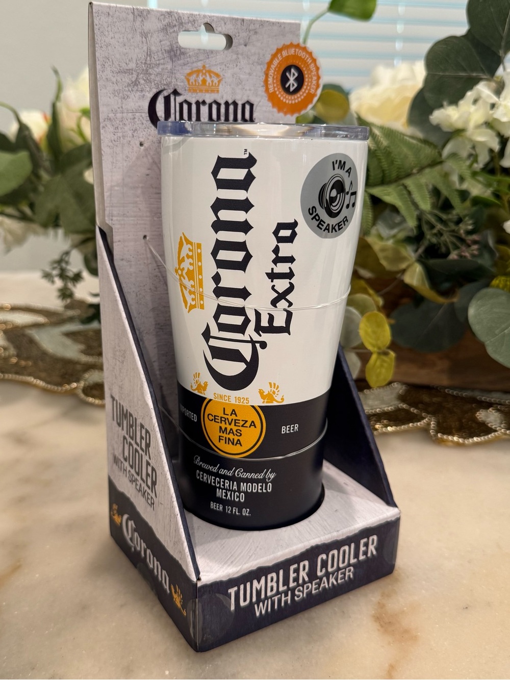 Corona Extra Insulated Tumbler Cooler with Bluetooth Speaker